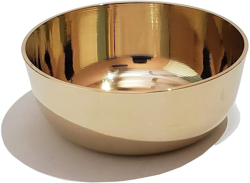 Rajneesh Handicraft Bronze Serving Bowl Kansa/Bronze Solid Bowl - 150 Ml, 1 Piece, Gold (1) Disposable(Pack of 1, Gold)