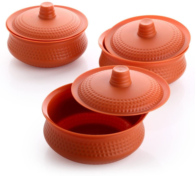 Kshavi Plastic Serving Bowl Multiuses Plastic Serving/Mixing Bowls, Food Storage Containers(Pack of 2, Brown)
