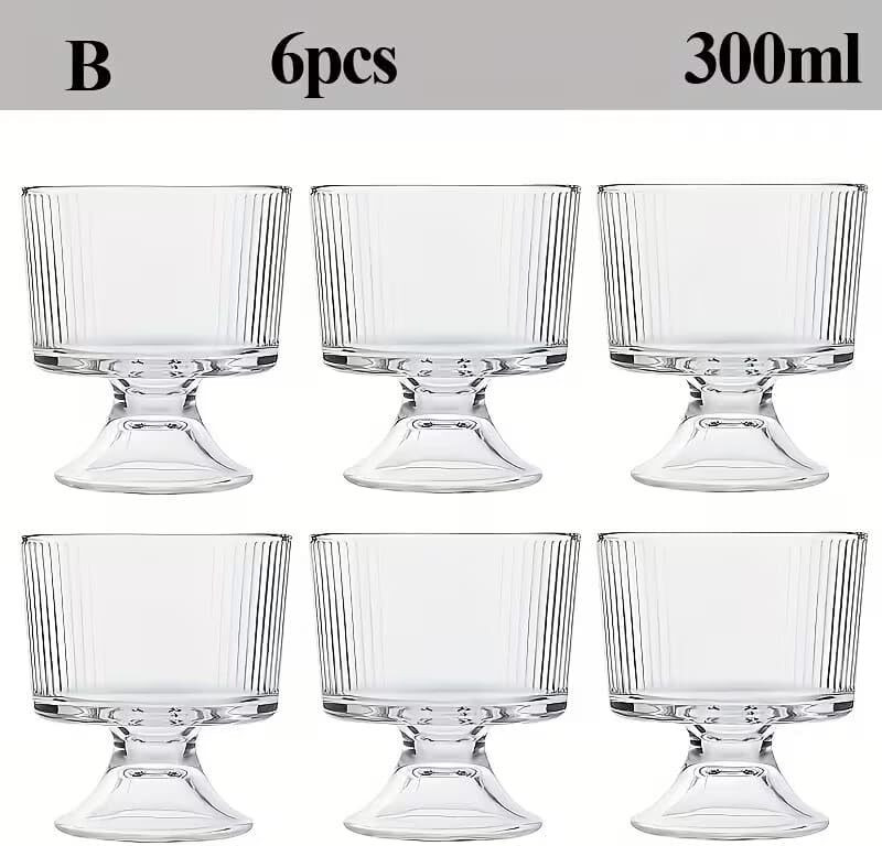 MultiZone Glass Dessert Bowl Glass Serving Bowl Dessert Bowls, Ice Cream Cup Disposable(Pack of 6, Clear)