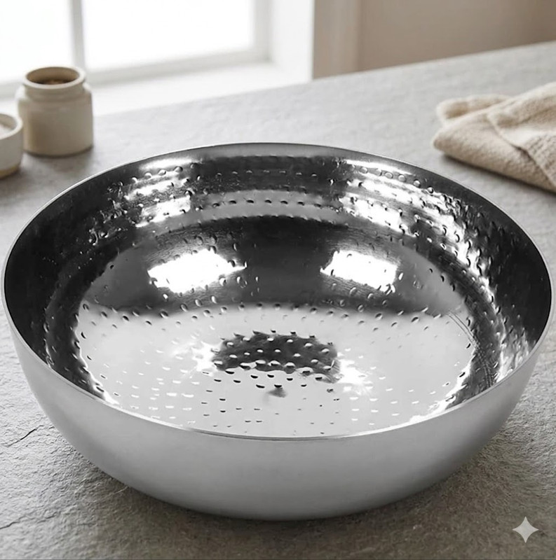 MAXSUN Steel Storage Bowl Deep Cooking Bowl(Pack of 1, Silver)
