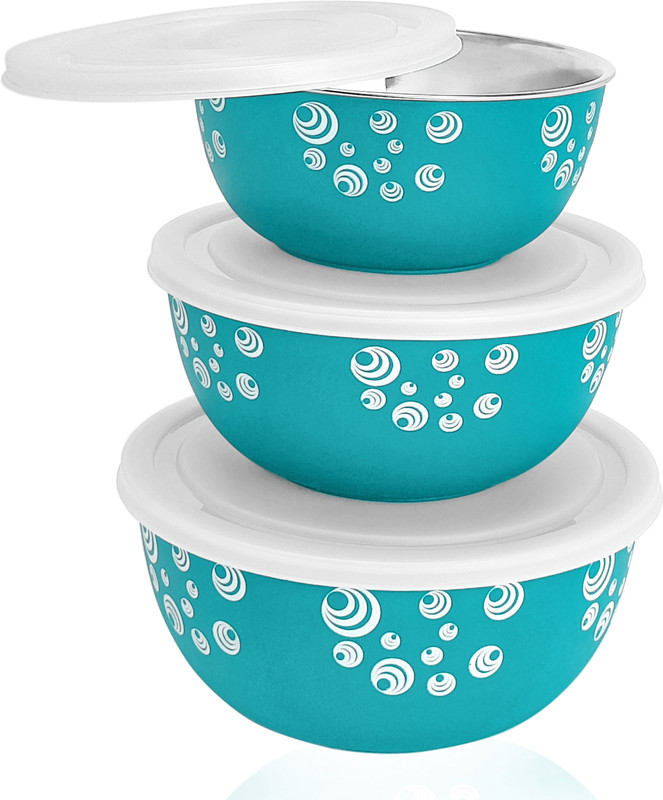 Zaib microwave safe steel bowl set with Lid food container serving bowls Pack of 3 Serve Casserole Set(1250 ml, 750 ml, 500 ml)