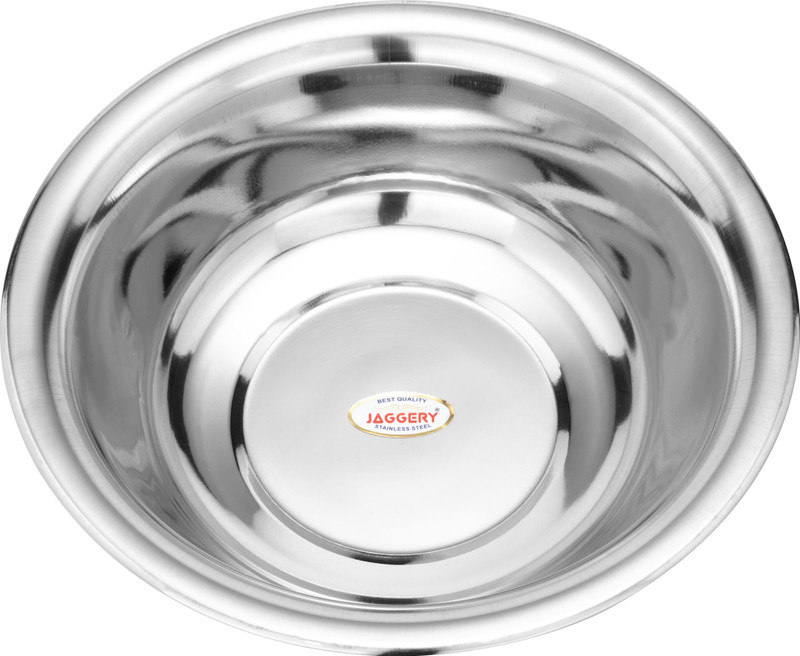 JAGGERY Stainless Steel Storage Bowl Multipurpose Dhhama,gamla,kathot,deep Bowl for kneading Dough (Dia-27cm,2 LTR)(Pack of 1, Silver)