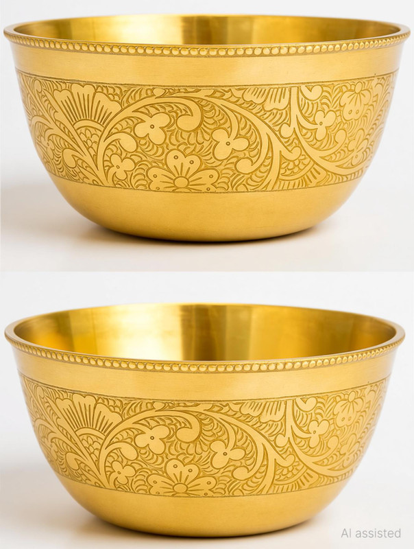 COPRASIA Brass Vegetable Bowl COPRASIA Brass Dining Bowl, Peetal ki Katori - 250 ml(Pack of 2, Gold)
