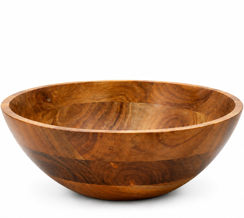 Aanya Home Craft Wooden Salad Bowl Acacia Wooden Salad Bowl | Mixing Bowls for Kitchen | Chef Decorative Bowl(Pack of 1, Brown)