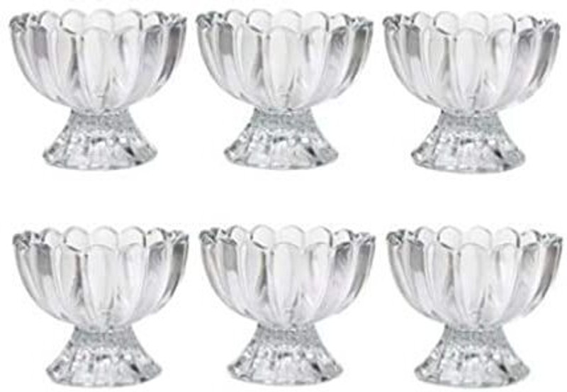 Sitaram Creation Glass Dessert Bowl Dessert Bowls, Ice Cream Cup, Pudding & Custard Salad Serving Bowl, 150 ml, Set of 6(Pack of 6, Clear)