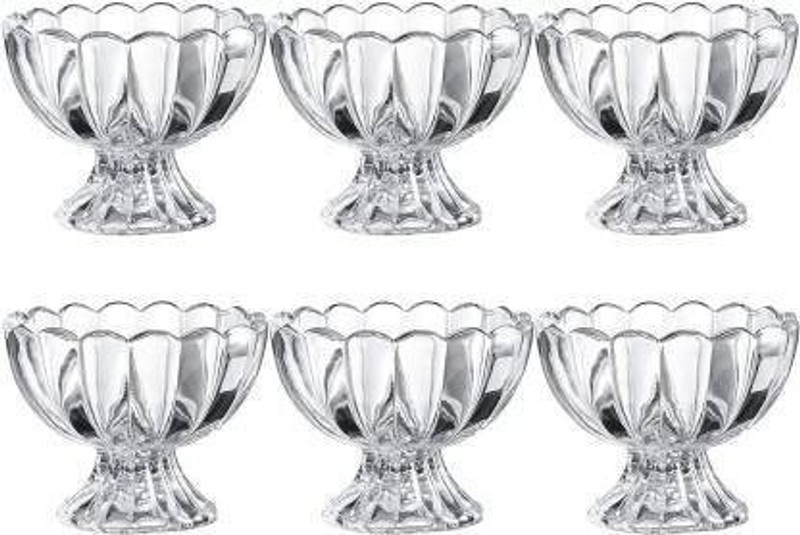 Tap2kaart Glass Dessert Bowl Glassware IceCream Bowl,Salad Dessert Serving Bowls,Tableware Set, 120 ml (6)(Pack of 6, Clear)