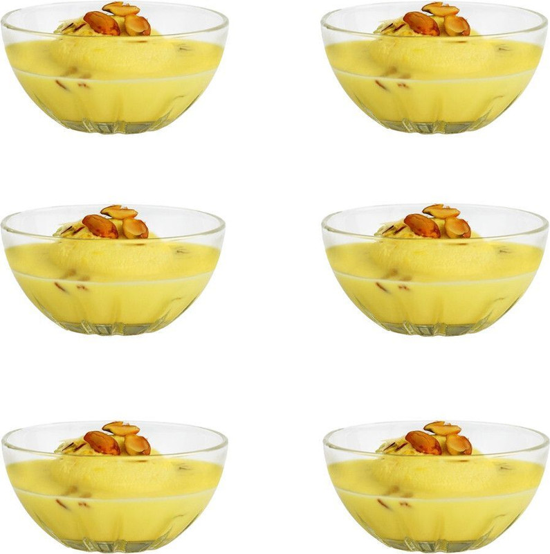 AAnami Glass Dessert Bowl 150ML Transparent Katori, Glass Serving Bowls, Round Toughened(Pack of 6, Clear)