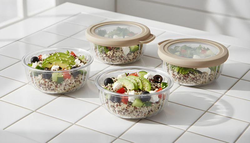 Urban Centre Glass Storage Bowl Urban Centre 4 Pcs 300 ml Ribbed Glass Storage Bowls with Airtight Lid(Pack of 4, Clear)