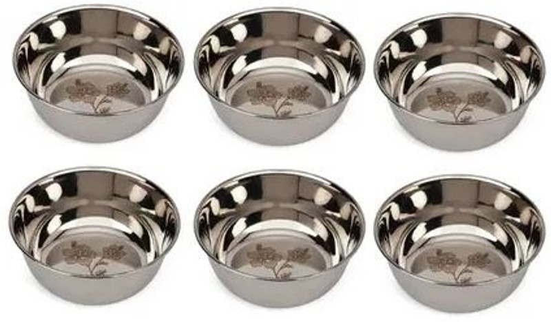 Giftofy Stainless Steel, Steel Vegetable Bowl Premium Quality Stainless steel small size Vegetable Bowl Premium Food Grade(Pack of 6, Silver)