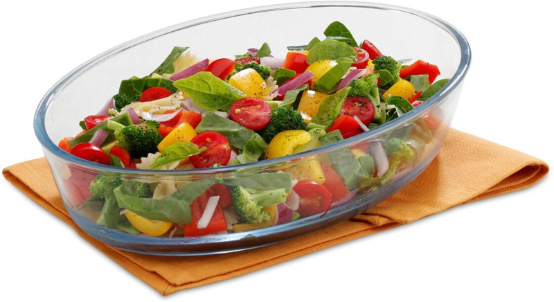 Signoraware Glass Mixing Bowl Bake 'N' Serve Oval Dish(Pack of 1, Clear)