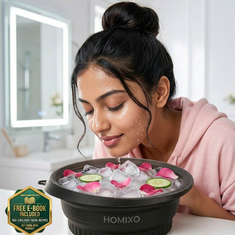 HOMIXO Silicone Massage Bowl Ice Therapy Bowl for Face Massage | Natural Facelift & Contour Tool Disposable(Pack of 1, Black)