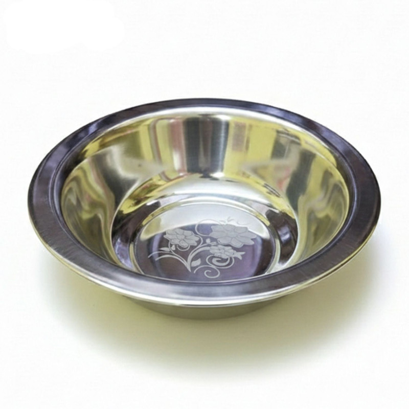 Mystrkiho Stainless Steel Storage Bowl Multipurpose Deep Mixing Basin Bowl gamla kathot Atta Parat(Pack of 1, Steel)