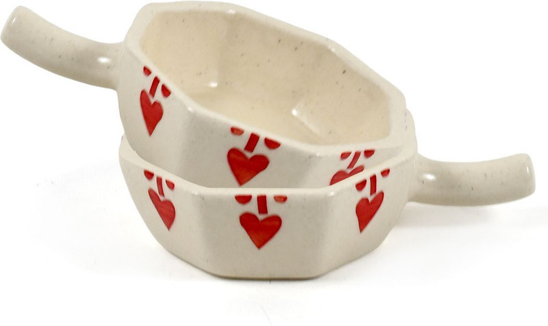 Amoorcart Ceramic Sauce Bowl Chutney Bowl | Red Heart | 50mL(Pack of 2, Red)