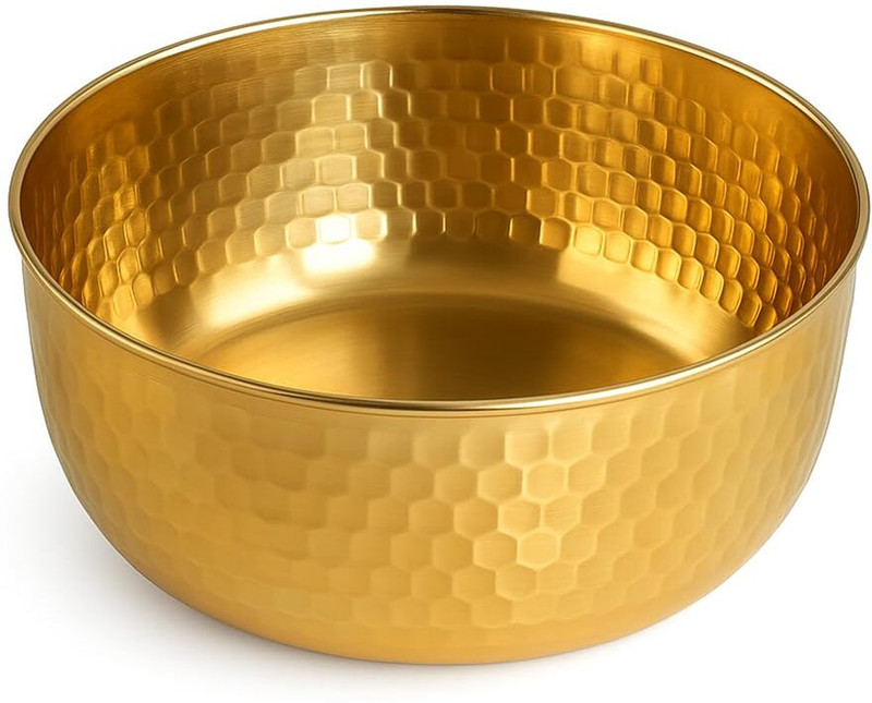 Alark Stainless Steel Decorative Bowl Decorative Kansa Brass Bowl for Serving – Small Bronze Katori for Prasad Disposable(Pack of 1, Gold)