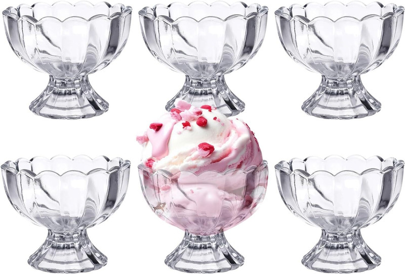 krishiv enterprise Plastic Dessert Bowl Unbreakable Transparent Plastic Ice Cream Cup (Set Of 6)(Pack of 6, Clear)