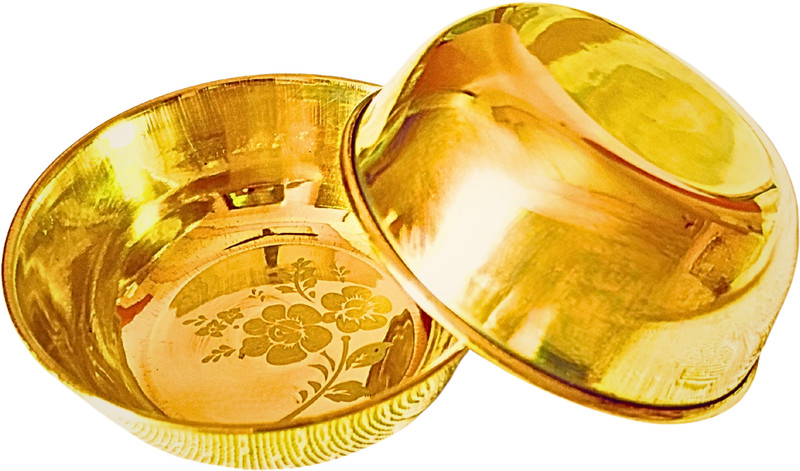Anil Bartan Wale Bronze Serving Bowl Pure Kansa/Bronze Solid Bowl | Premium Lazer Kansa Katori for Non Toxic Food(Pack of 2, Gold)