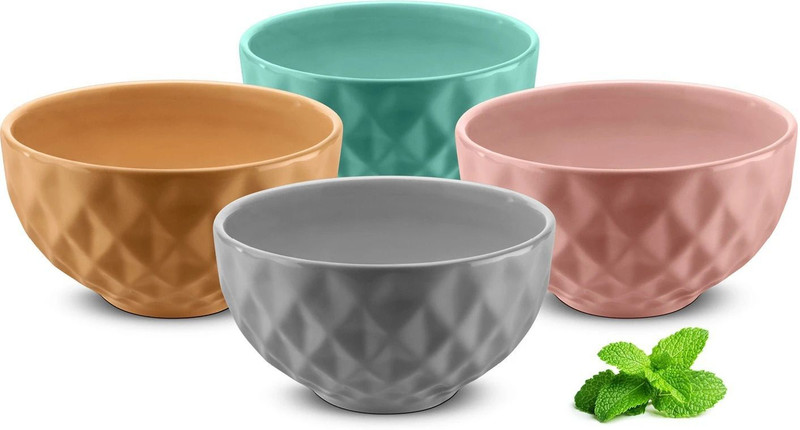 Urban Chef Ceramic Serving Bowl Ceramic Bowl | 500 ml | Kitchen & Home Accessories Item | Serving & Mixing Bowl(Pack of 4, Multicolor)