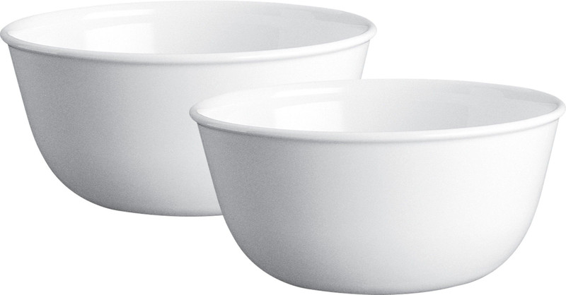 CORELLE Glass Serving Bowl Livingware Winter Frost White 828 ml Curry/Noodle Bowl Pack of 2(Pack of 2, Multicolor)