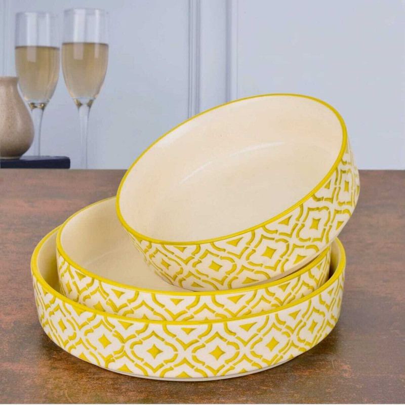 AAV WORLD Ceramic Soup Bowl shed SOUP BOWLS IN CERAMIC(Pack of 3, White)