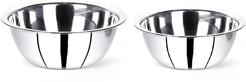 VINOD Steel Mixing Bowl Mixing and Serving Donga Stainless Steel Bowl Set (500ml, 800ml, 1100ml)(Pack of 3, Steel)