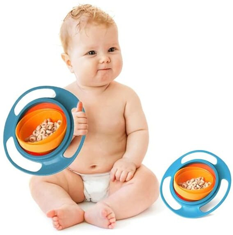 DOLPHINWINGS Gyro bowl for baby - ROUND(Yellow, Blue)