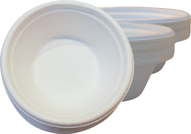 Chikal Sugarcane Bagasse Dessert Bowl Sugarcane Bagasse Dessert Disposable Bowl Disposable(Pack of 50, White)