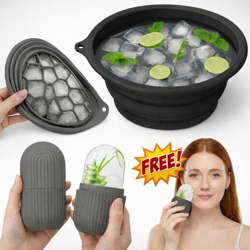 Trackworld Silicone Massage Bowl Silicone Face ice bowl With Ice roller for face Disposable(Pack of 1, Black)