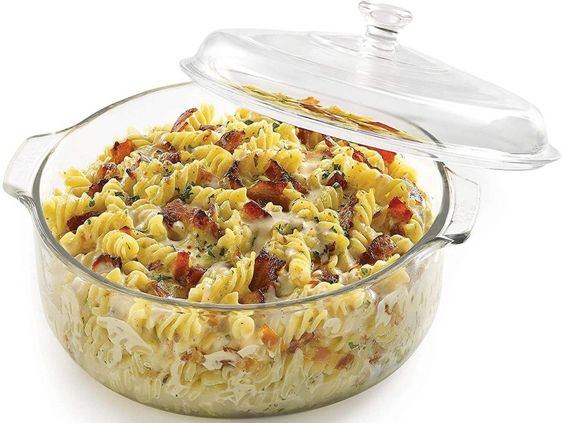 DULARIYA Glass Serving Bowl 1 Litre Glass Serving Bowl with Lid,Microwave Safe Hard Bound Utensils (1000 ml) Disposable(Pack of 1, Clear)