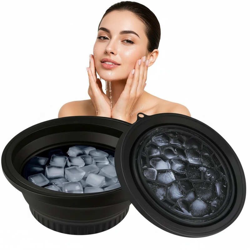 IceTherapyPro Silicone Massage Bowl Silicone Ice Massage Bowl for Face Cooling and Glow Care for Routine(Pack of 1, Black)
