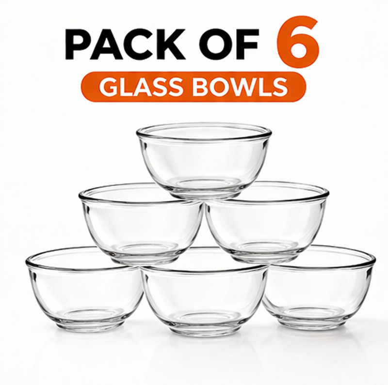 FILIGHT Glass Dessert Bowl italian bowls 01 Disposable(Pack of 6, White)