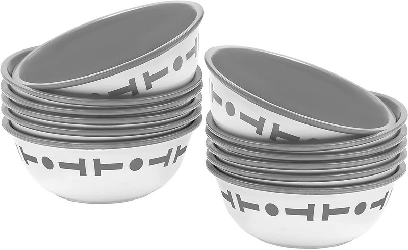 Cutting EDGE Plastic Serving Bowl Double Color Small Bowl for Snacks | Kitchen | Serving Food | (220 ml Each)(Pack of 12, Grey)