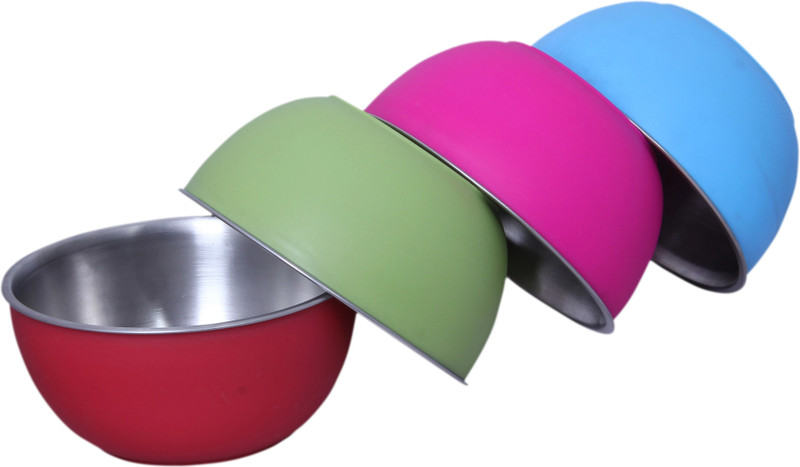 liefde Stainless Steel Serving Bowl(Pack of 4, Multicolor)