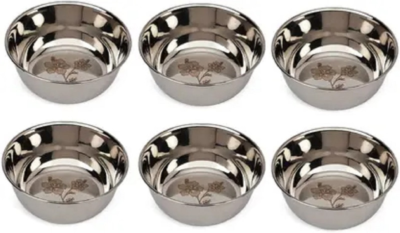 Tactware Stainless Steel Vegetable Bowl Stainless Vegetable Bowl Premium Food Grade(Pack of 6, Steel)