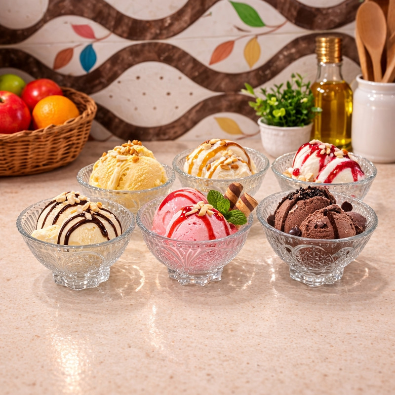 Reagn Glass Dessert Bowl Royal bowl Disposable(Pack of 6, Clear)