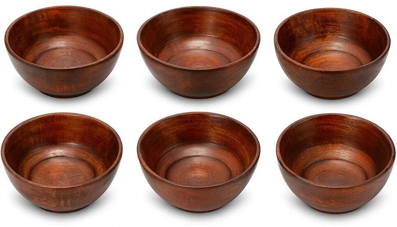 DAIVIKSDECOR Wooden Vegetable Bowl Wooden Serving Bowl set Pack of 6(Pack of 6, Brown)