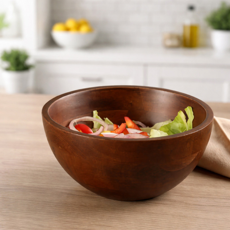 SIDDIQ CRAFTS Wooden Pasta Bowl Wooden Decorative Bowl Mango Serving Home, Kitchen & Office, (Pack of 1,)(Pack of 1, Brown)