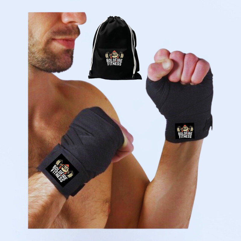 BoldFire Premium Handwraps semi Elastic Hand Wraps with Thumb Loop for Boxing, MMA Boxing Gloves(Black)