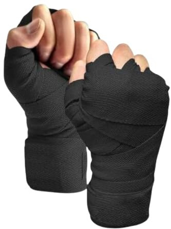 GymWar Professional Boxing Hand Wrap & Hand Bandage Black Boxing Hand Wrap(Black, 113 inch)