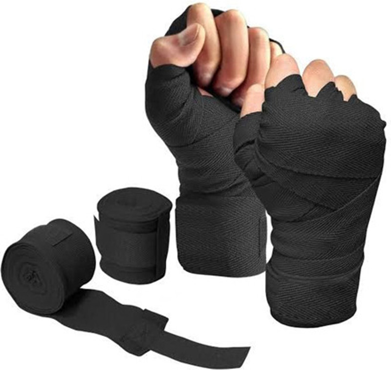 HL Sports Boxing Hand Wrap Black Black Boxing Hand Wrap(Black, 108 inch)
