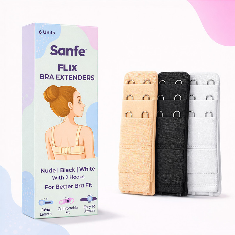 Sanfe Flix Bra Extenders Adds Extra Length for Better Bra Fit Strap Extender(White, Black Pack of 6)