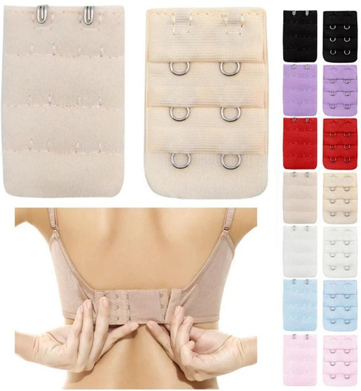 Wooger Women's and Girls Bra Premium 2 Hook 3 eye Bra Extender Hook Extender(Multicolor Pack of 12)