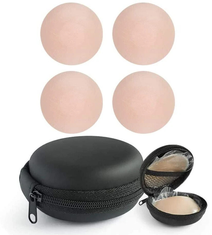 LIJIE 2 Pair Women's Reusable Silicone Covers With Case Silicone Peel and Stick Bra Petals(Beige Pack of 1)
