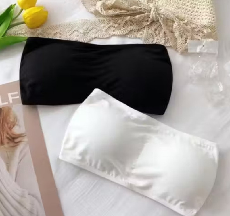 PreetyMore Pack of 2 Women Everyday Lightly Padded Bra (Black & Grey) Women Bandeau/Tube Lightly Padded Bra(Black, Grey)