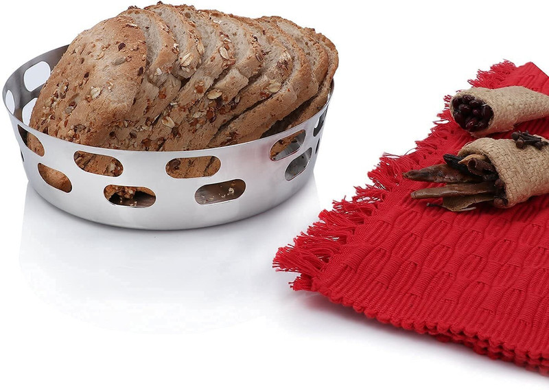 ERcial Store Stainless Steel Bread Basket(Silver)