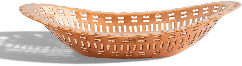 INDIAN ART VILLA Copper Bread Basket(Brown)