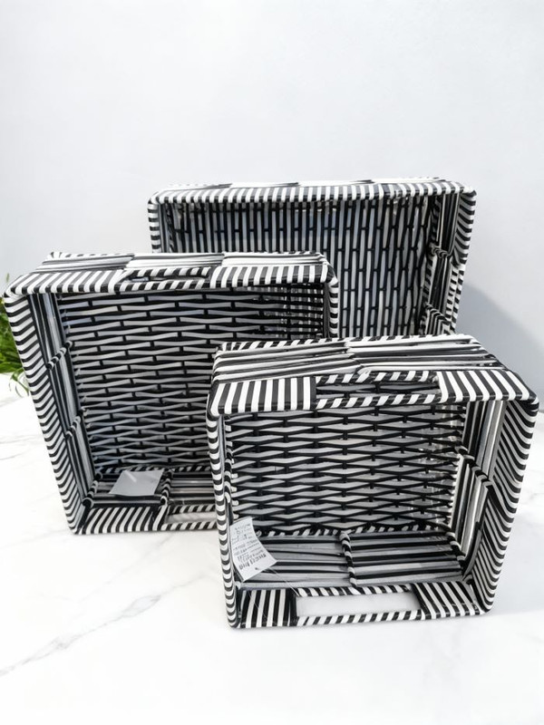 DEKORIMS Iron Bread Basket(Black, Beige)
