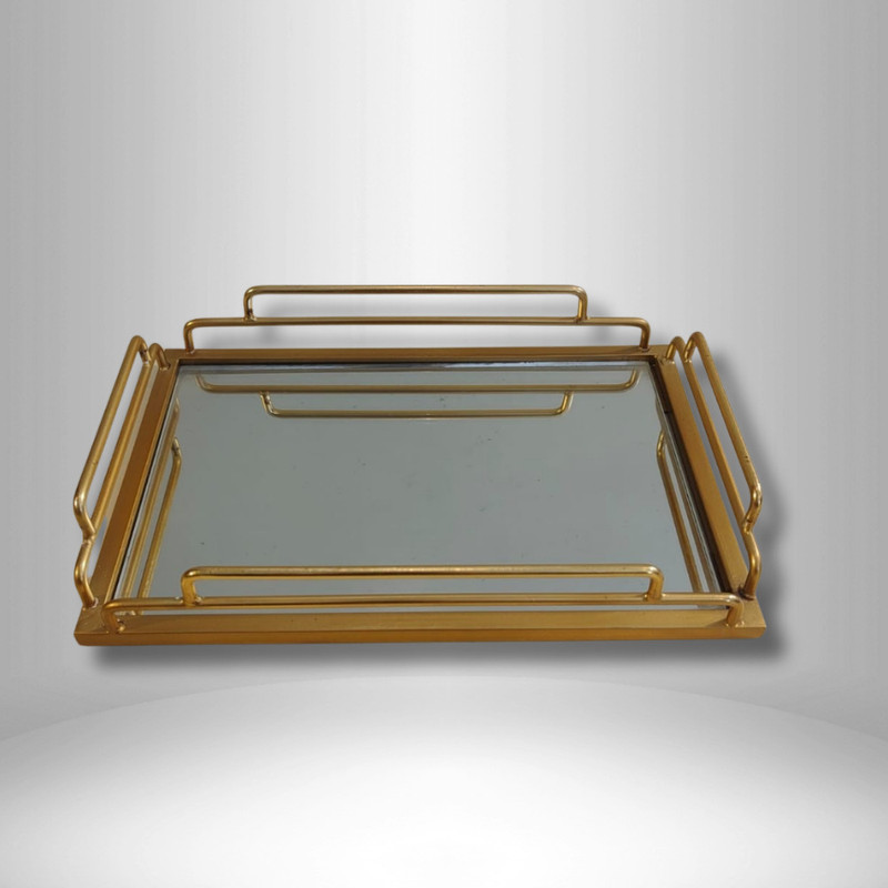 DEKORIMS Iron, Glass Bread Basket(Gold)