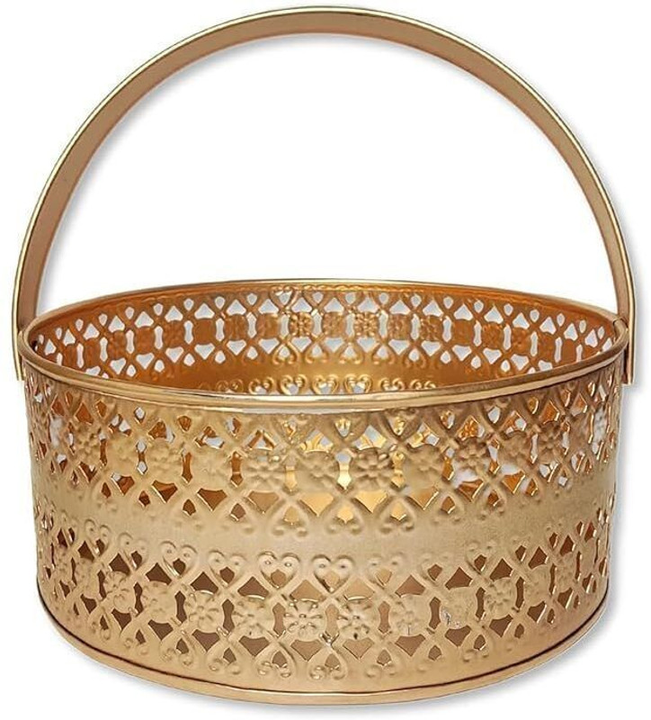 ARS Handicrafts Iron Bread Basket(Gold)
