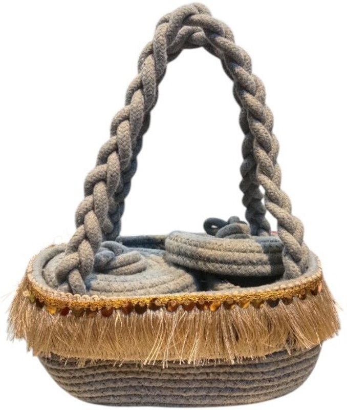 AMULYADELHI Jute Bread Basket(Grey)
