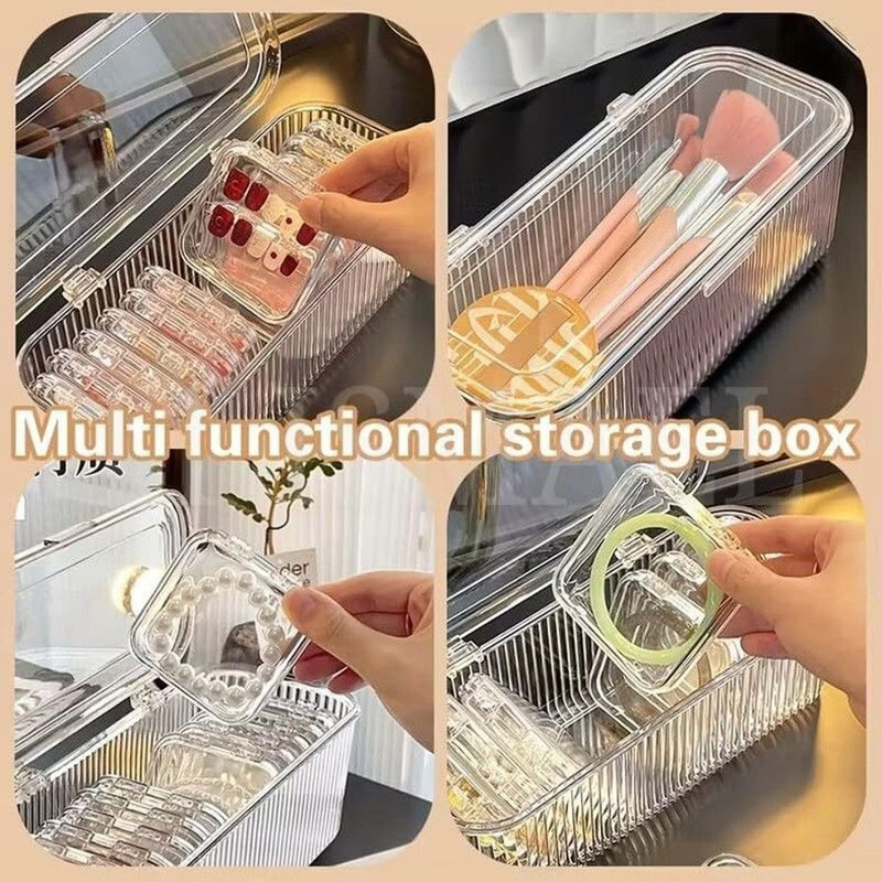 KHODALICON Acrylic Jewelry Organizer Box Set For Earrings, Bracelet, Rings, Necklace Strap on Breast Pillow
